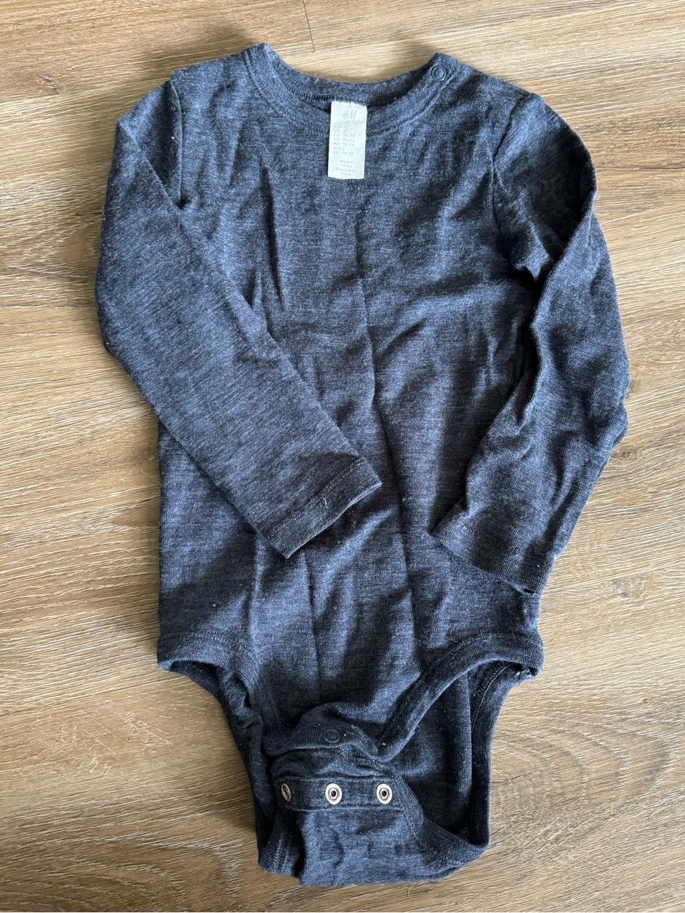 H&M wool 2t Long-Sleeve Toddler One-Piece Bodysuit - Charcoal